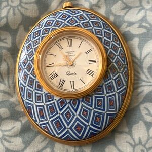 HALCYON DAYS BILSTON & BATTERSEA ENAMEL DESK / TRAVEL CLOCK RARE